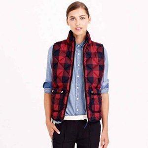 J. Crew Red and Navy Buffalo Plaid Excursion Puffer Vest